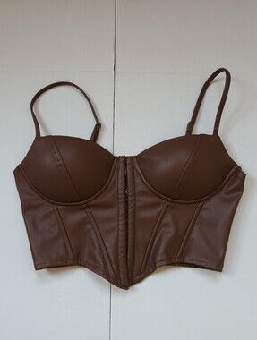 Windsor Cordet Faux Leather Bustier Crop Top Size S